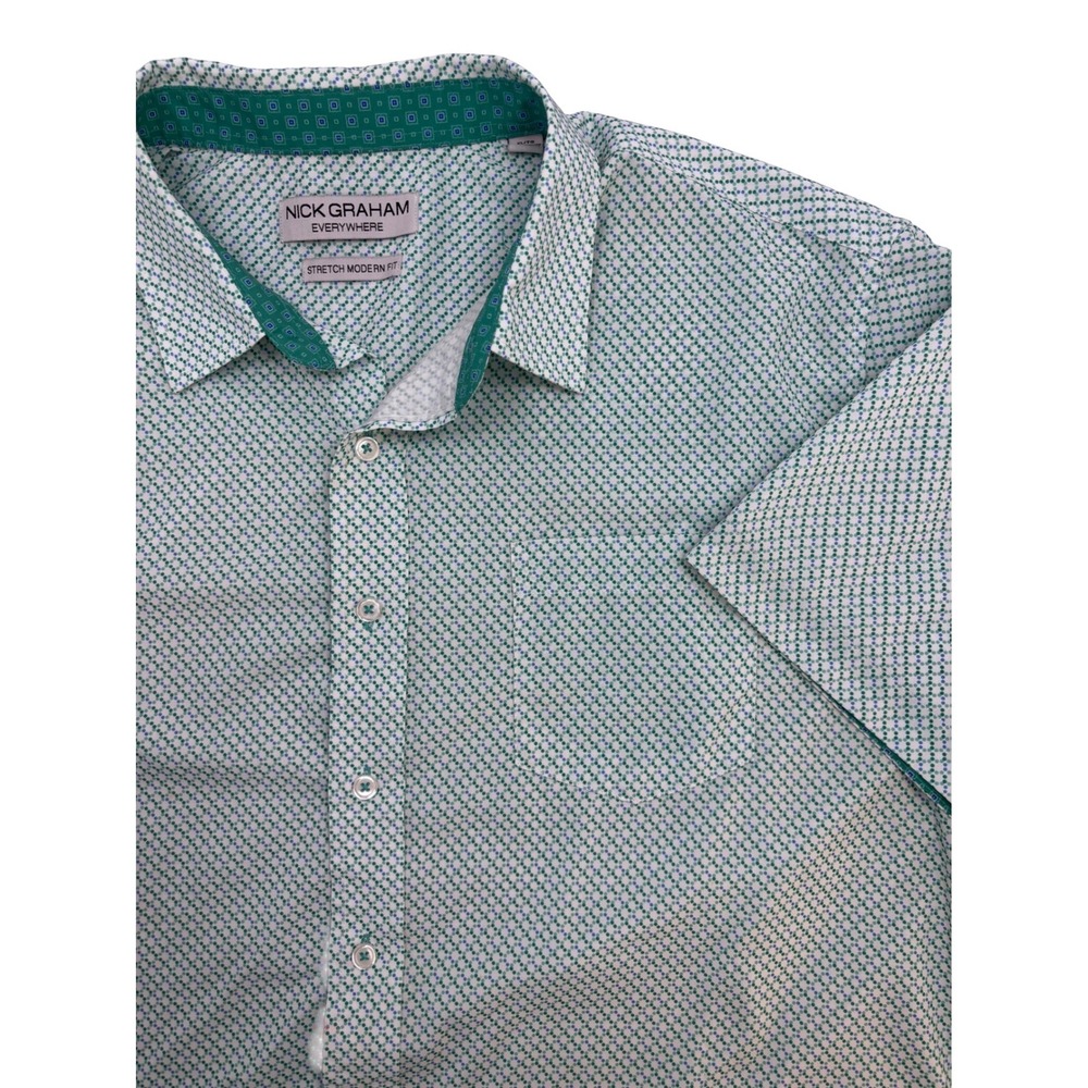 Nick Graham Everywhere Mens XL Green Dot Stretch Modern Fit Button Down Shirt